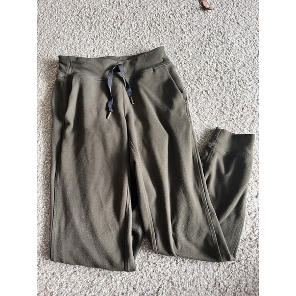 Lululemon Stretch High Rise Jogger Pant Olive Green Size 4 EUC Athleisure Lounge - Picture 1 of 9